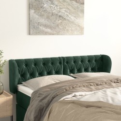vidaXL Kopfteil mit Ohren Dunkelgrün 163x23x78/88 cm Samt
