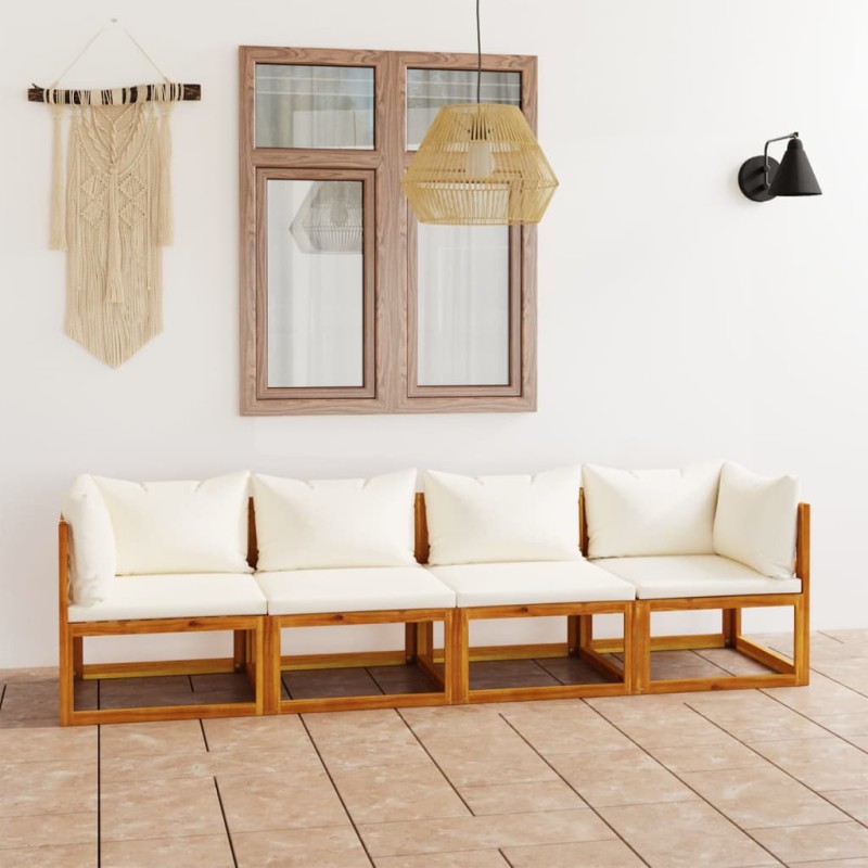 vidaXL 4-Sitzer-Gartensofa mit Auflagen Creme Akazie Massivholz vidaXL 4-Sitzer-Gartensofa mit Auflagen Creme Akazie Massivholz