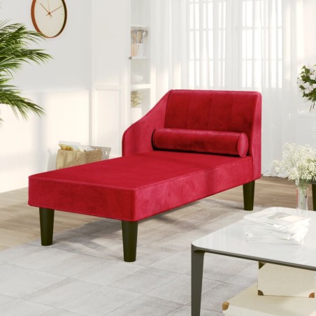vidaXL Chaiselongue mit Nackenrolle Weinrot Samt