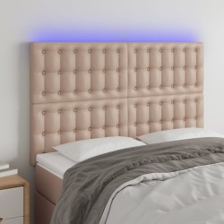 vidaXL LED Kopfteil Cappuccino-Braun 144x5x118/128cm Kunstleder