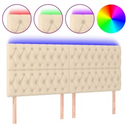 vidaXL LED Kopfteil Creme 200x7x118/128 cm Stoff