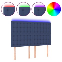vidaXL LED Kopfteil Blau 144x5x118/128 cm Stoff