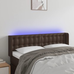 vidaXL LED Kopfteil Braun 147x16x78/88 cm Kunstleder