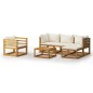 6-tlg. Garten-Lounge-Set mit Auflagen Creme Massivholz Akazie 6-tlg. Garten-Lounge-Set mit Auflagen Creme Massivholz Akazie