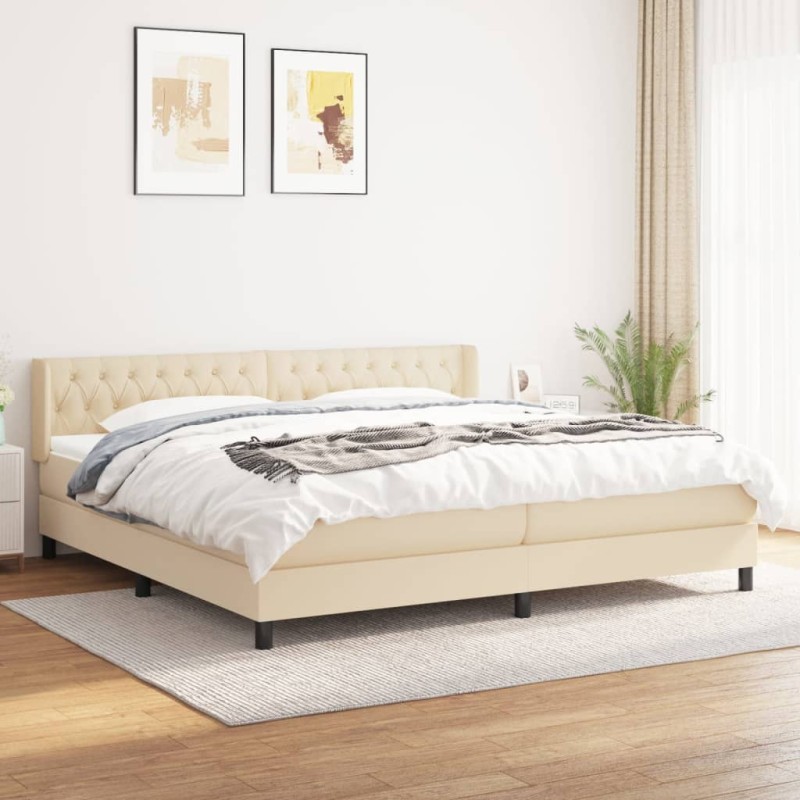 vidaXL Boxspringbett mit Matratze Creme 200x200 cm Stoff vidaXL Boxspringbett mit Matratze Creme 200x200 cm Stoff