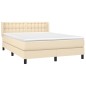 vidaXL Boxspringbett mit Matratze Creme 140x200 cm Stoff vidaXL Boxspringbett mit Matratze Creme 140x200 cm Stoff