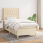 vidaXL Boxspringbett mit Matratze Creme 100x200 cm Stoff vidaXL Boxspringbett mit Matratze Creme 100x200 cm Stoff
