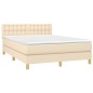vidaXL Boxspringbett mit Matratze & LED Creme 140x190 cm Stoff vidaXL Boxspringbett mit Matratze & LED Creme 140x190 cm Stoff