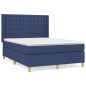 vidaXL Boxspringbett mit Matratze Blau 140x190 cm Stoff vidaXL Boxspringbett mit Matratze Blau 140x190 cm Stoff