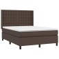 vidaXL Boxspringbett mit Matratze Braun 140x200 cm Kunstleder vidaXL Boxspringbett mit Matratze Braun 140x200 cm Kunstleder