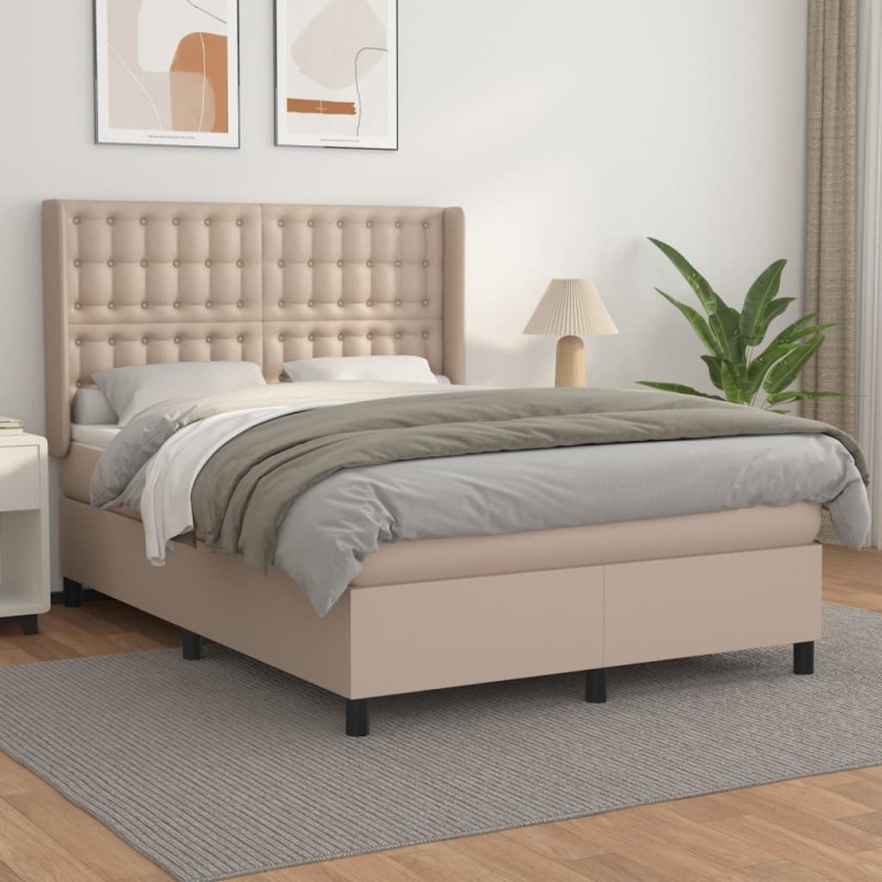 vidaXL Boxspringbett Matratze Cappuccino-Braun 140x200cm Kunstleder vidaXL Boxspringbett Matratze Cappuccino-Braun 140x200cm Kunstleder