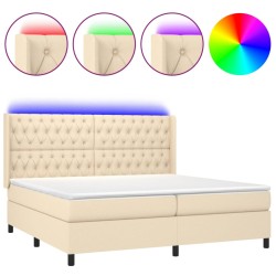 vidaXL Boxspringbett mit Matratze & LED Creme 200x200 cm Stoff