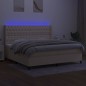vidaXL Boxspringbett mit Matratze & LED Creme 200x200 cm Stoff vidaXL Boxspringbett mit Matratze & LED Creme 200x200 cm Stoff