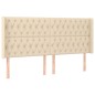 vidaXL Boxspringbett mit Matratze & LED Creme 200x200 cm Stoff vidaXL Boxspringbett mit Matratze & LED Creme 200x200 cm Stoff