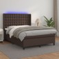 vidaXL Boxspringbett mit Matratze & LED Braun 140x200 cm Kunstleder