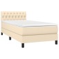 vidaXL Boxspringbett mit Matratze Creme 90x200 cm Stoff vidaXL Boxspringbett mit Matratze Creme 90x200 cm Stoff