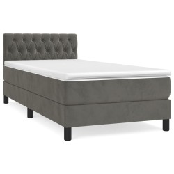 vidaXL Boxspringbett mit Matratze Dunkelgrau 100x200 cm Samt