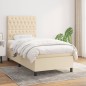 vidaXL Boxspringbett mit Matratze Creme 100x200 cm Stoff vidaXL Boxspringbett mit Matratze Creme 100x200 cm Stoff