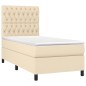 vidaXL Boxspringbett mit Matratze Creme 100x200 cm Stoff vidaXL Boxspringbett mit Matratze Creme 100x200 cm Stoff