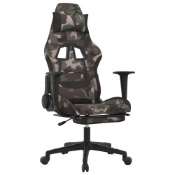 vidaXL Gaming-Stuhl mit Massage & Fußstütze Schwarz Camouflage Stoff