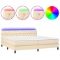 vidaXL Boxspringbett mit Matratze & LED Creme 200x200 cm Stoff vidaXL Boxspringbett mit Matratze & LED Creme 200x200 cm Stoff