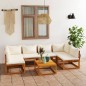 vidaXL 7-tlg. Garten-Lounge-Set mit Auflagen Creme Massivholz Akazie vidaXL 7-tlg. Garten-Lounge-Set mit Auflagen Creme Massivholz Akazie