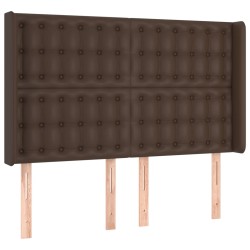 vidaXL Kopfteil mit Ohren Braun 147x16x118/128 cm Kunstleder