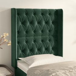 vidaXL Kopfteil mit Ohren Dunkelgrün 83x16x118/128 cm Samt