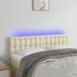 vidaXL LED Kopfteil Creme 144x5x78/88 cm Kunstleder