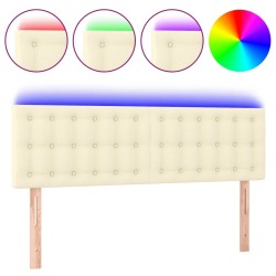 vidaXL LED Kopfteil Creme 144x5x78/88 cm Kunstleder