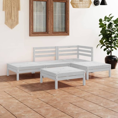 vidaXL 5-tlg. Garten-Lounge-Set Massivholz Kiefer Weiß