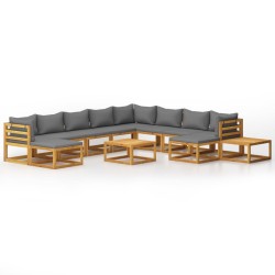 12-tlg. Garten-Lounge-Set mit Auflagen Massivholz Akazie