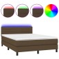 vidaXL Boxspringbett mit Matratze & LED Dunkelbraun 140x190 cm Stoff vidaXL Boxspringbett mit Matratze & LED Dunkelbraun 140x190 cm Stoff