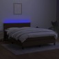 vidaXL Boxspringbett mit Matratze & LED Dunkelbraun 140x190 cm Stoff vidaXL Boxspringbett mit Matratze & LED Dunkelbraun 140x190 cm Stoff