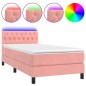 vidaXL Boxspringbett mit Matratze & LED Rosa 100x200 cm Samt vidaXL Boxspringbett mit Matratze & LED Rosa 100x200 cm Samt