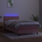 vidaXL Boxspringbett mit Matratze & LED Rosa 100x200 cm Samt vidaXL Boxspringbett mit Matratze & LED Rosa 100x200 cm Samt