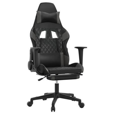 vidaXL Gaming-Stuhl mit Massage & Fußstütze Schwarz & Grau Kunstleder