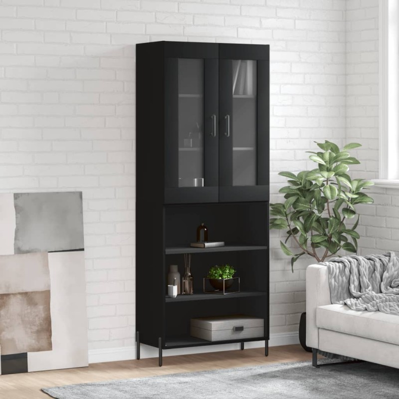 vidaXL Highboard Schwarz 69,5x34x180 cm Holzwerkstoff vidaXL Highboard Schwarz 69,5x34x180 cm Holzwerkstoff