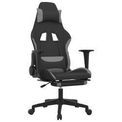 vidaXL Gaming-Stuhl mit Fußstütze Schwarz und Hellgrau Stoff