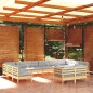 vidaXL 11-tlg. Garten-Lounge-Set mit Grauen Kissen Kiefer Massivholz vidaXL 11-tlg. Garten-Lounge-Set mit Grauen Kissen Kiefer Massivholz