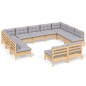 vidaXL 11-tlg. Garten-Lounge-Set mit Grauen Kissen Kiefer Massivholz vidaXL 11-tlg. Garten-Lounge-Set mit Grauen Kissen Kiefer Massivholz
