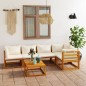 6-tlg. Garten-Lounge-Set mit Auflagen Creme Massivholz Akazie 6-tlg. Garten-Lounge-Set mit Auflagen Creme Massivholz Akazie