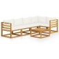 6-tlg. Garten-Lounge-Set mit Auflagen Creme Massivholz Akazie 6-tlg. Garten-Lounge-Set mit Auflagen Creme Massivholz Akazie