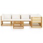 6-tlg. Garten-Lounge-Set mit Auflagen Creme Massivholz Akazie 6-tlg. Garten-Lounge-Set mit Auflagen Creme Massivholz Akazie
