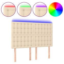 vidaXL LED Kopfteil Creme 144x5x118/128 cm Stoff