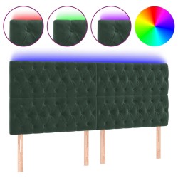 vidaXL LED Kopfteil Dunkelgrün 180x7x118/128 cm Samt