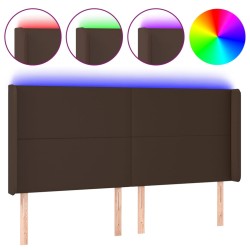 vidaXL LED Kopfteil Braun 163x16x118/128 cm Kunstleder