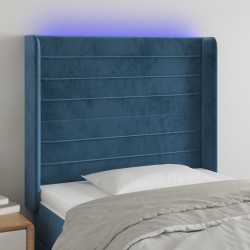 vidaXL LED Kopfteil Dunkelblau 83x16x118/128 cm Samt
