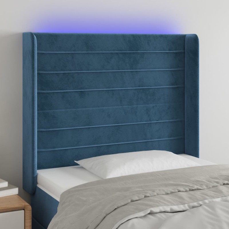 vidaXL LED Kopfteil Dunkelblau 83x16x118/128 cm Samt vidaXL LED Kopfteil Dunkelblau 83x16x118/128 cm Samt