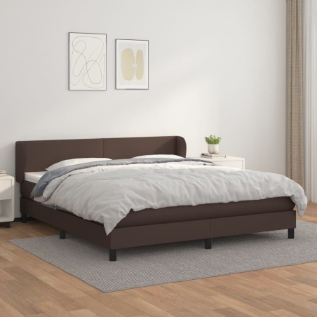 vidaXL Boxspringbett mit Matratze Braun 160x200 cm Kunstleder
